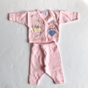 Vintage Authentic Baby cardigan knit set 3-6m